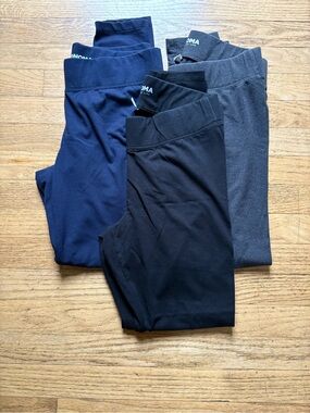 Sonoma Navy, Black & Charcoal Leggings Trio. Women’s Medium